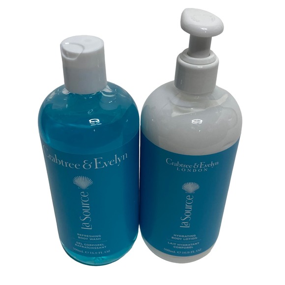 Crabtree Evelyn La Source Set Hydrating Body Lotion Refreshing Wash 16.9oz Each